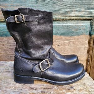 Frye Engineer Boots Black Leather Veronica Size 8